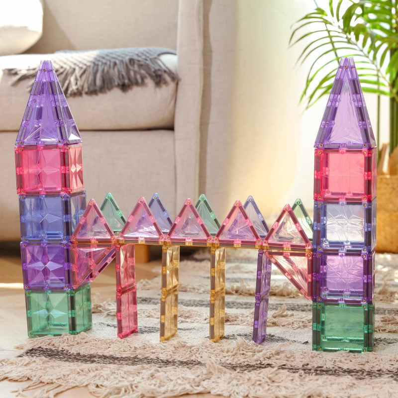 Premium Magnetic Tiles - 108pcs Pastel Building Toy Set
