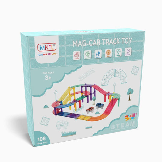 Premium Magnetic Tiles - 108pcs Car Track Building Toy Set